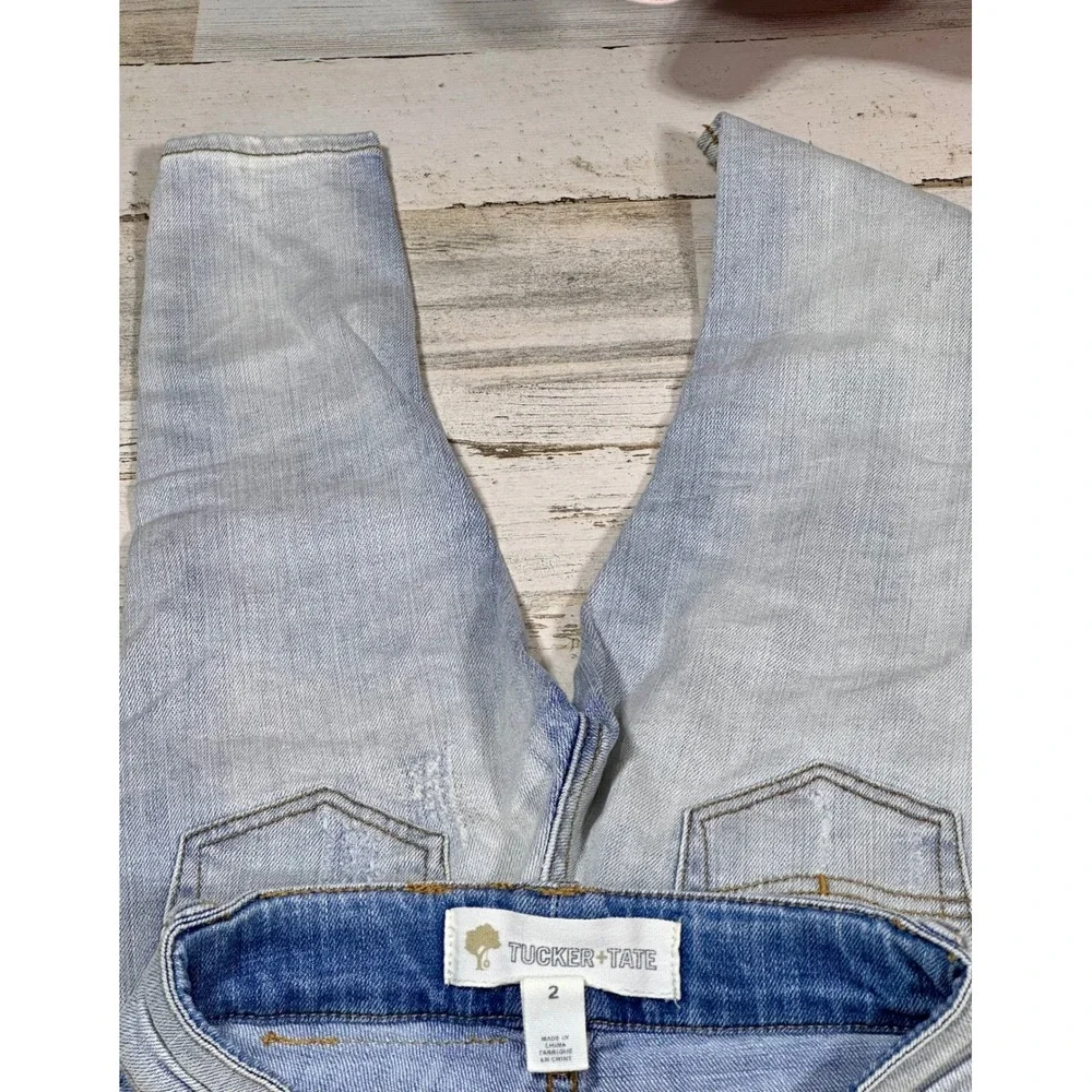 Tucker + Tate Distressed Jeans Kids 2 Light Blue Excellent Skinny Ripped Denim